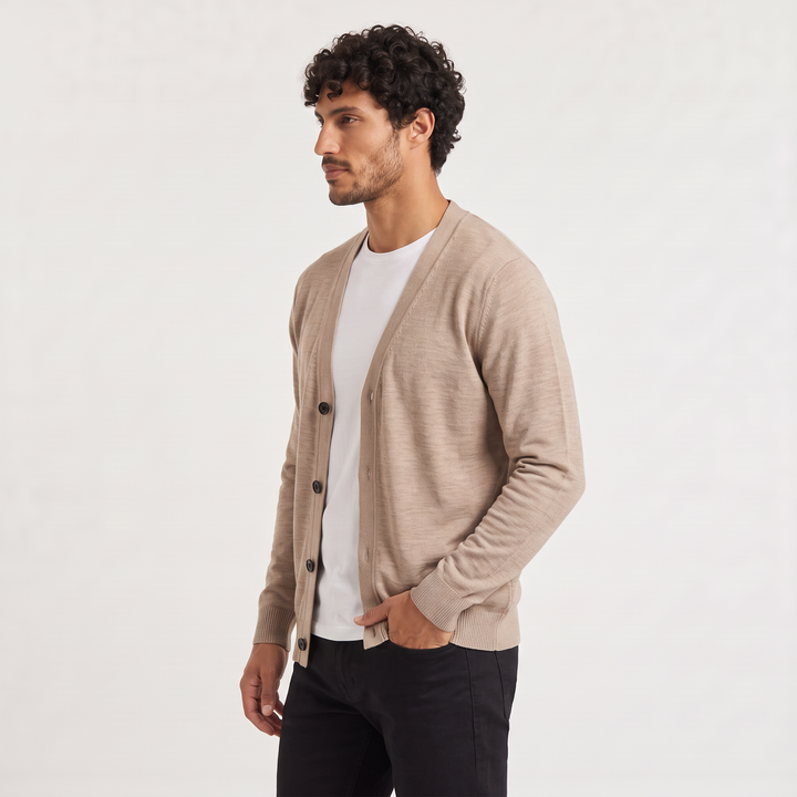 Men's Classic Knit V-Neck Button-Front Cardigan