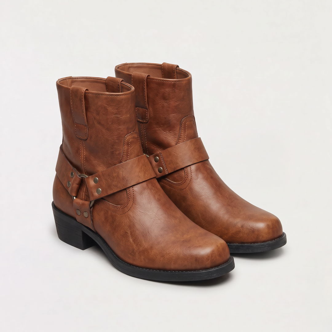 Men's Stylish Leather Strap Ankle Boots