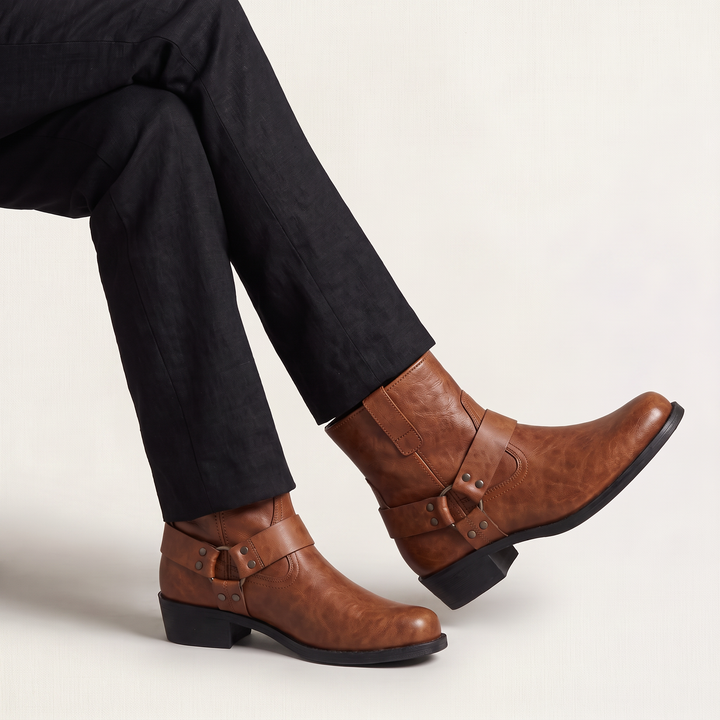 Men's Stylish Leather Strap Ankle Boots