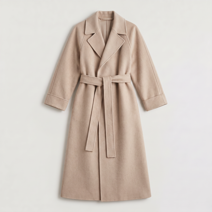 Women's Classic Wool Blend Belted Longline Coat