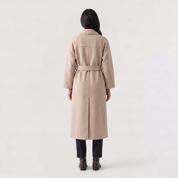Women's Classic Wool Blend Belted Longline Coat