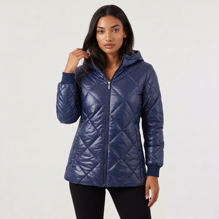 Women's Casual Quilted Hooded Mid-Length Jacket