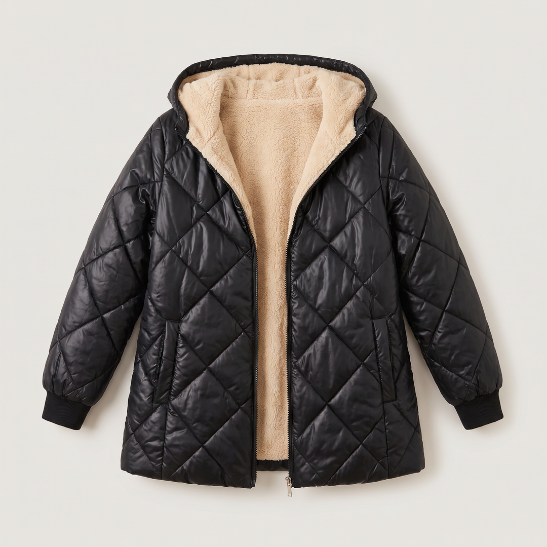Women's Casual Quilted Hooded Mid-Length Jacket