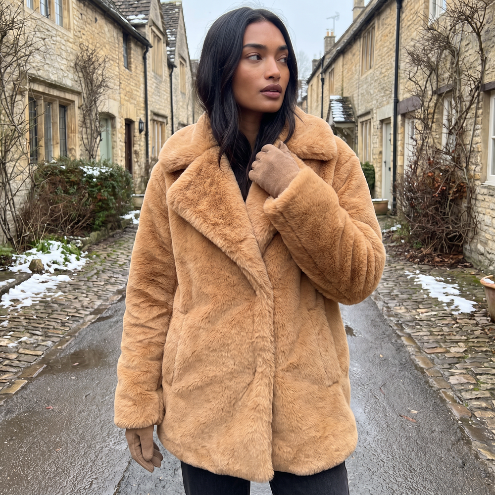 Women's Plush Oversized Short Wool Coat
