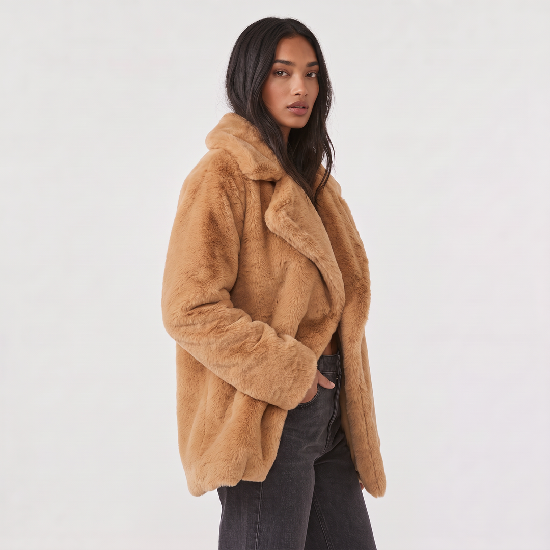 Women's Plush Oversized Short Wool Coat