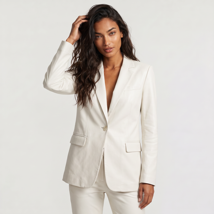 Women's Classic Wool Blend Tailored Single-Button Blazer