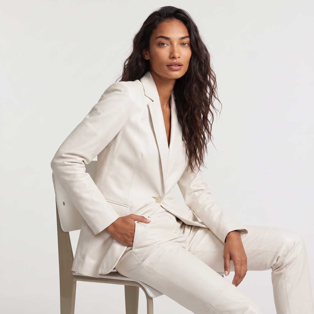 Women's Classic Wool Blend Tailored Single-Button Blazer