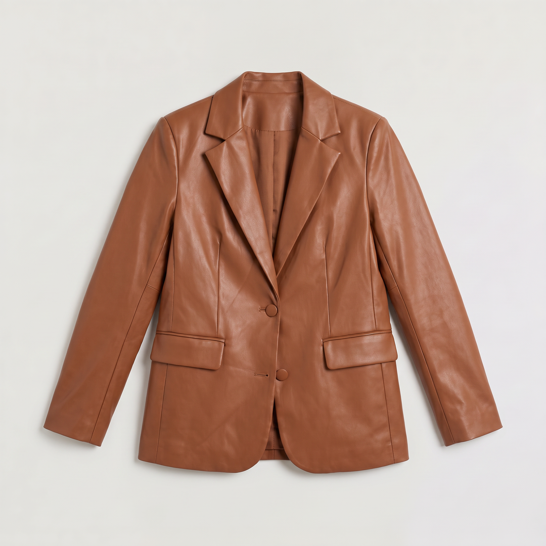 Women's Oversized Leather Notch Lapel Blazer