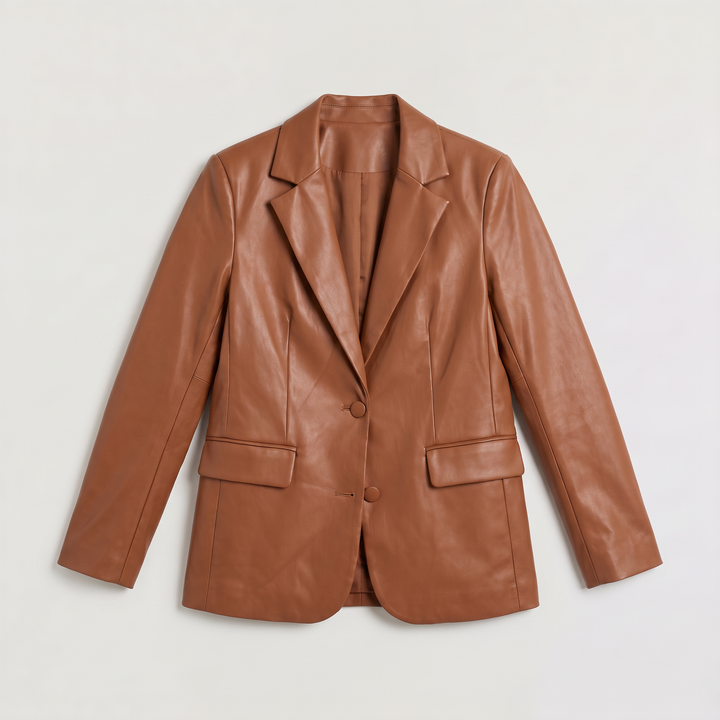 Women's Oversized Leather Notch Lapel Blazer