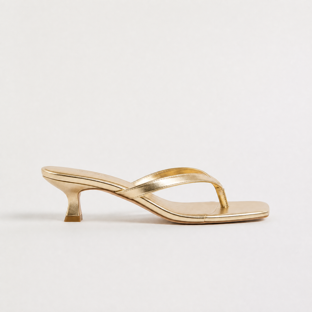 Women's Elegant Square Toe Leather Kitten Heel Sandals