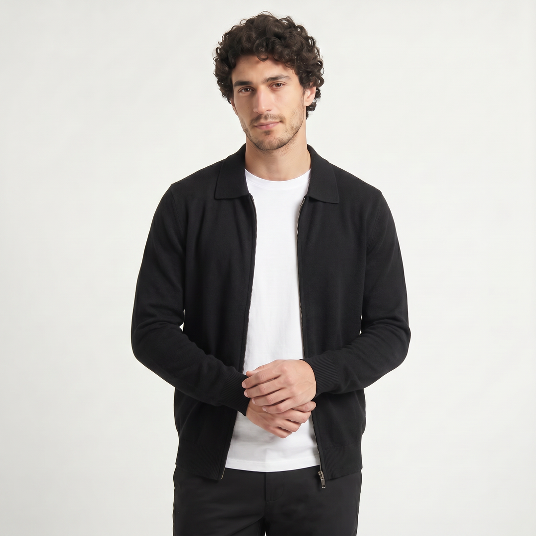 Men's Classic Wool Zip-Up Cardigan