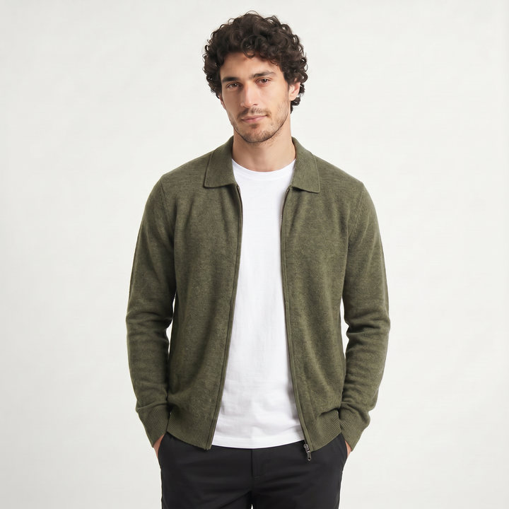 Men's Classic Wool Zip-Up Cardigan