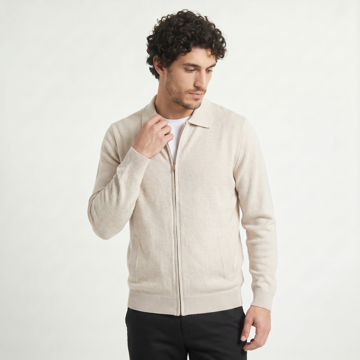 Men's Classic Wool Zip-Up Cardigan