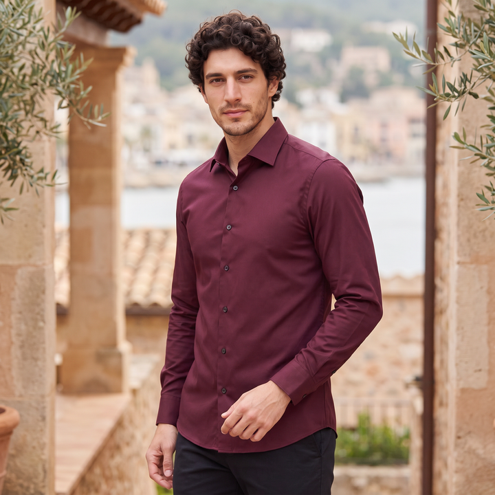 Men's Classic Slim-Fit Cotton Dress Shirt