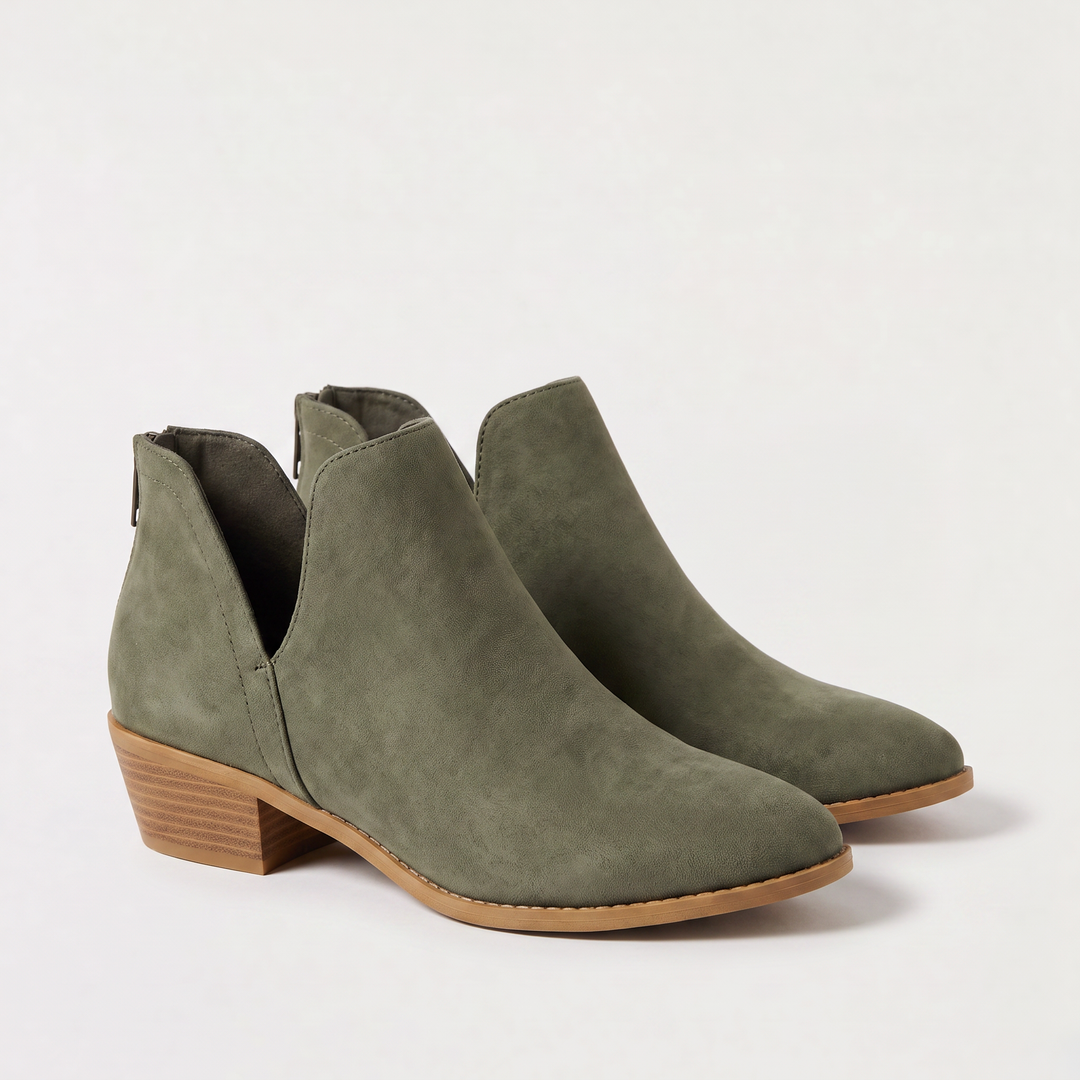 Women's Stylish Low-Cut Leather Ankle Boots