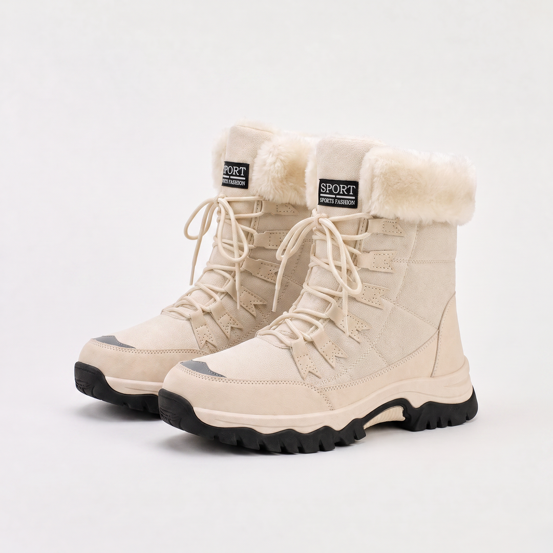 Women's Waterproof Leather Lace-Up Winter Boots