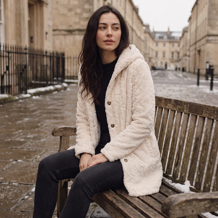Women's Casual Hooded Teddy Fleece Cardigan