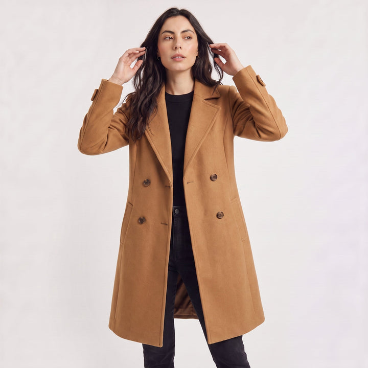 Women's Classic Wool Blend Double-Breasted Coat