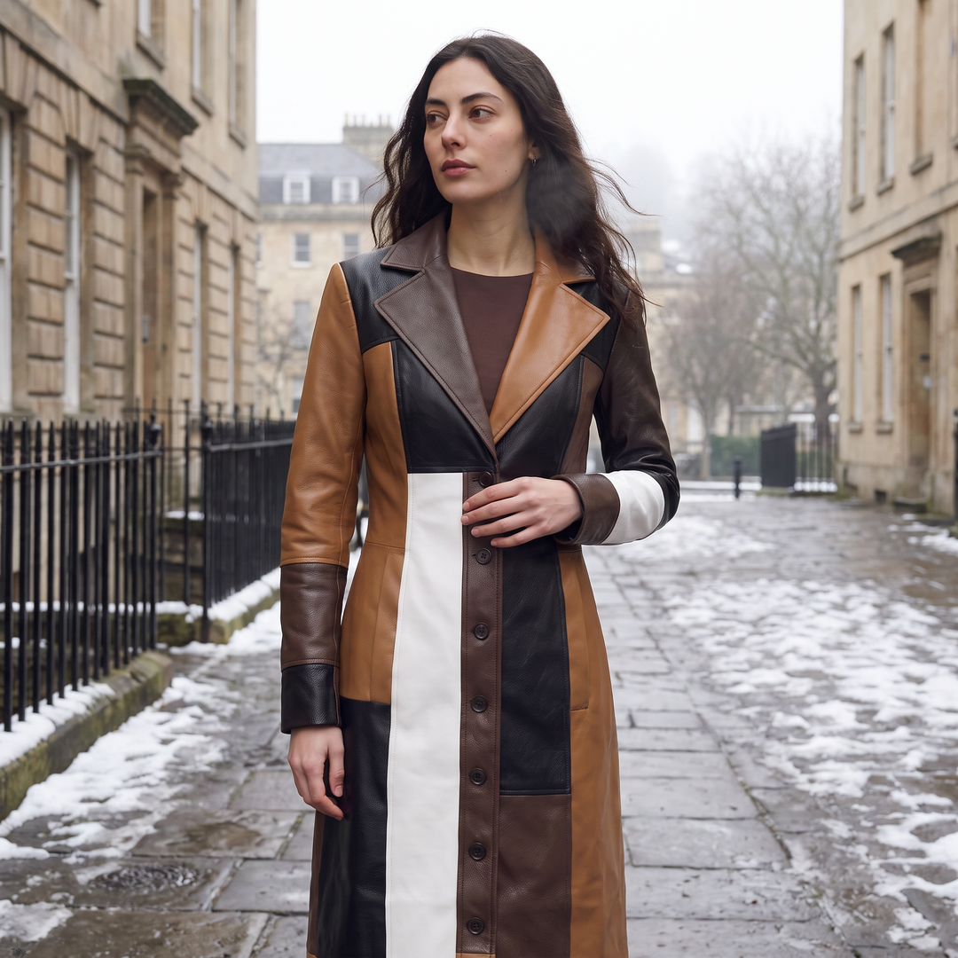 Women's Classic Cotton Blend Patchwork Trench Coat