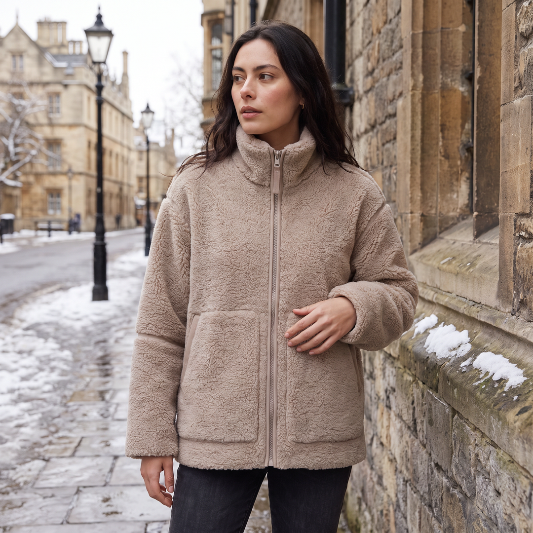 Women's Casual Teddy Fleece Zip-Up Jacket