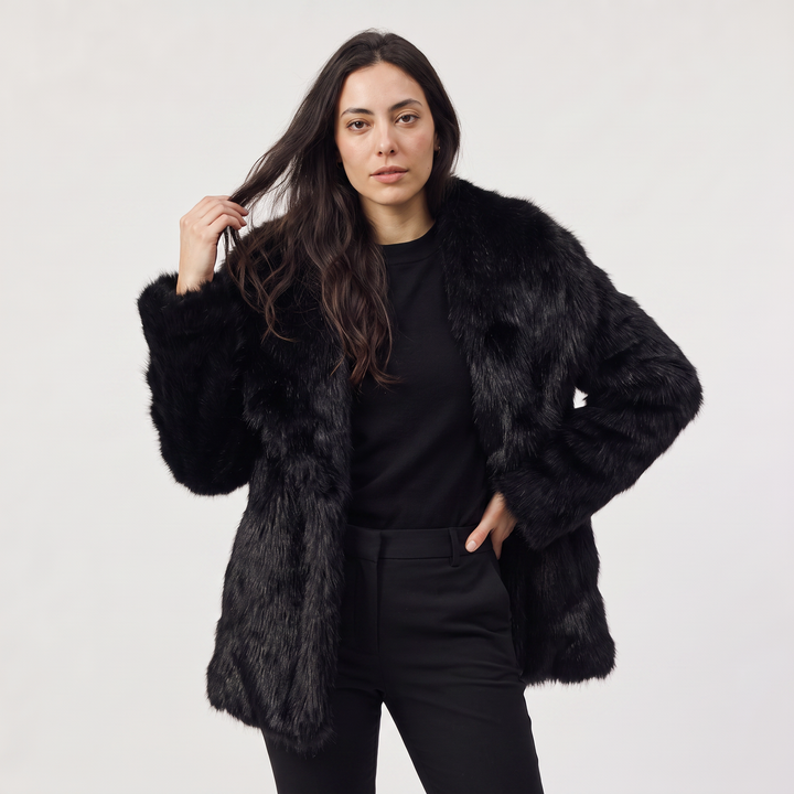 Women's Classic Faux Fur Longline Coat