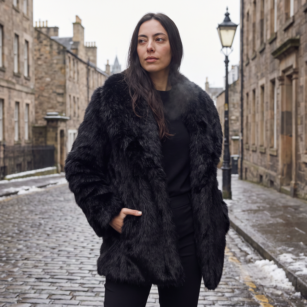 Women's Classic Faux Fur Longline Coat