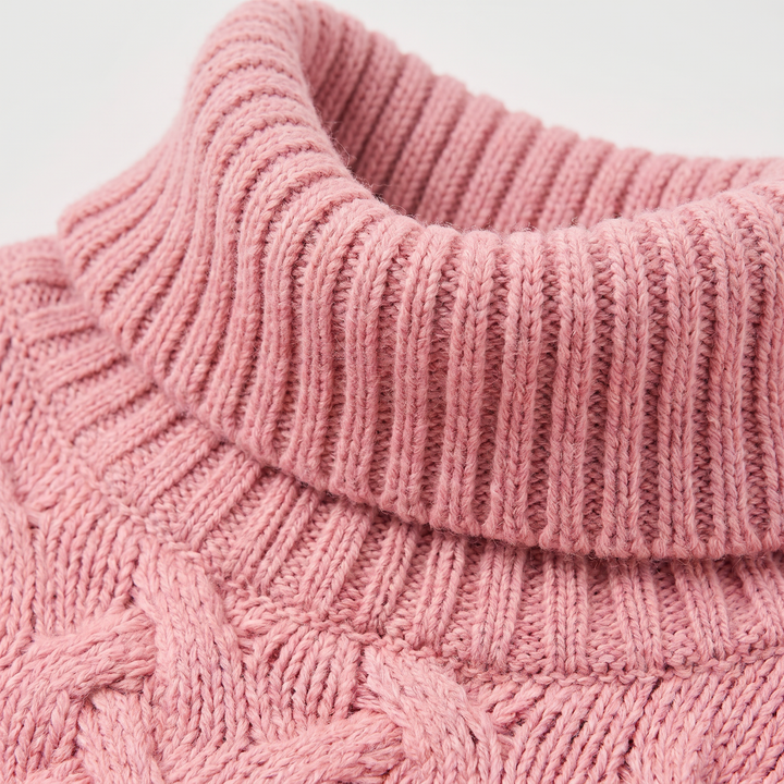 Women's Classic Cable Knit Wool Turtleneck Sweater