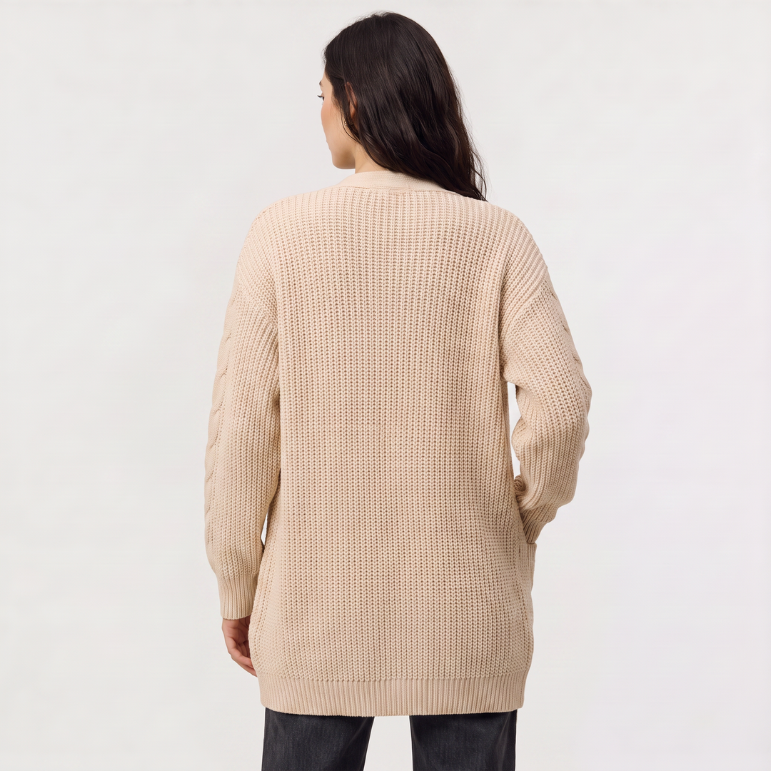 Women's Casual Oversized Cable Knit Open Front Cardigan