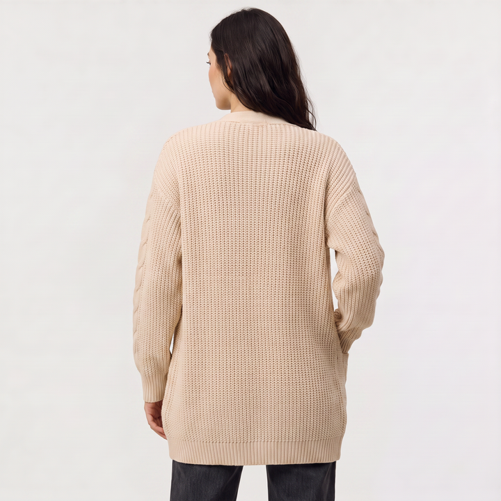 Women's Casual Oversized Cable Knit Open Front Cardigan