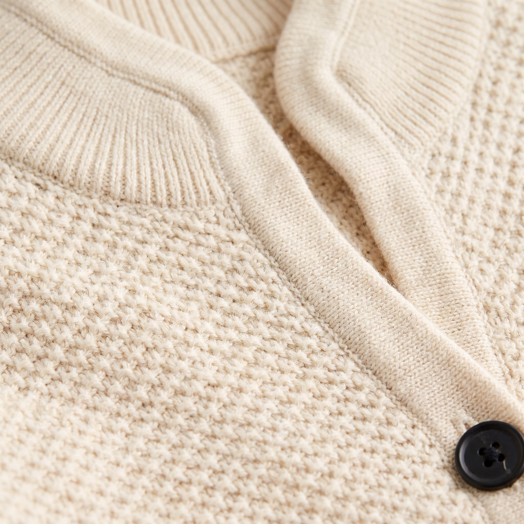 Women's Casual Textured Knit Stand Collar Cardigan