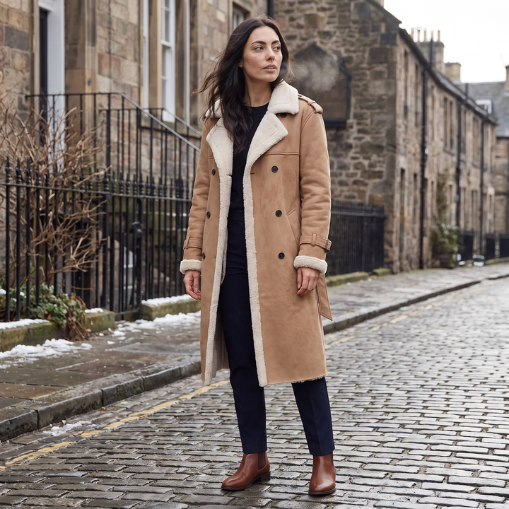Women's Classic Longline Borg-Lined Aviator Coat