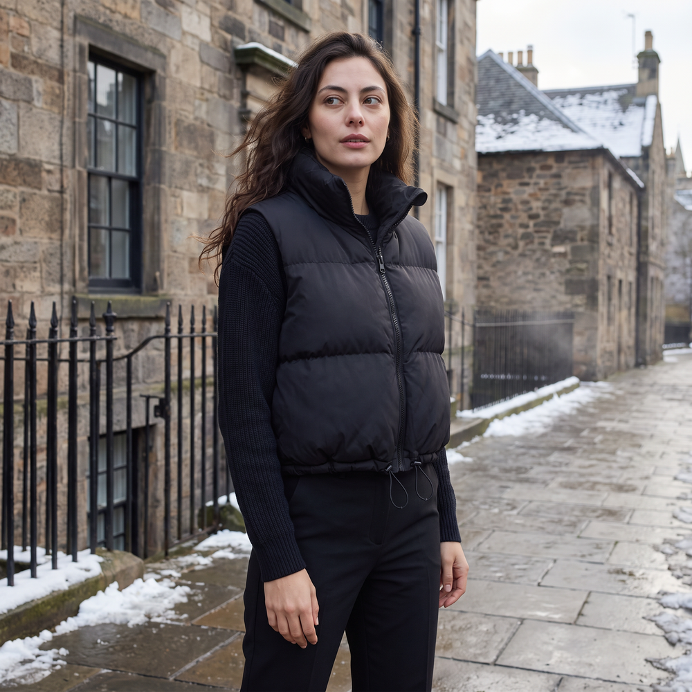 Women's Casual Quilted Cropped Puffer Gilet
