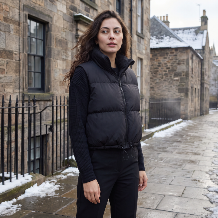 Women's Casual Quilted Cropped Puffer Gilet