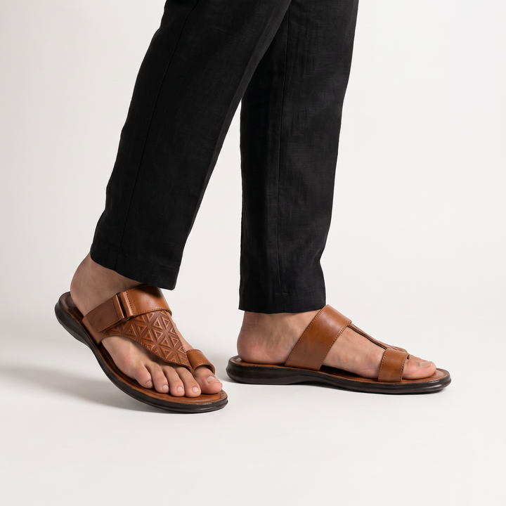 Men's Casual Adjustable Leather Toe-Loop Sandals