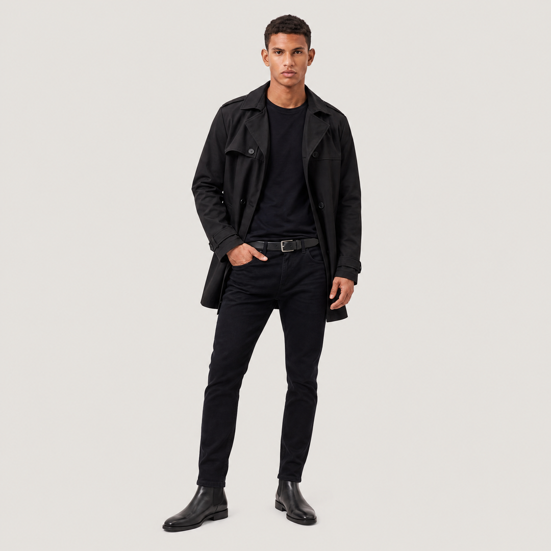 Men's Classic Wool Blend Double-Breasted Trench Coat