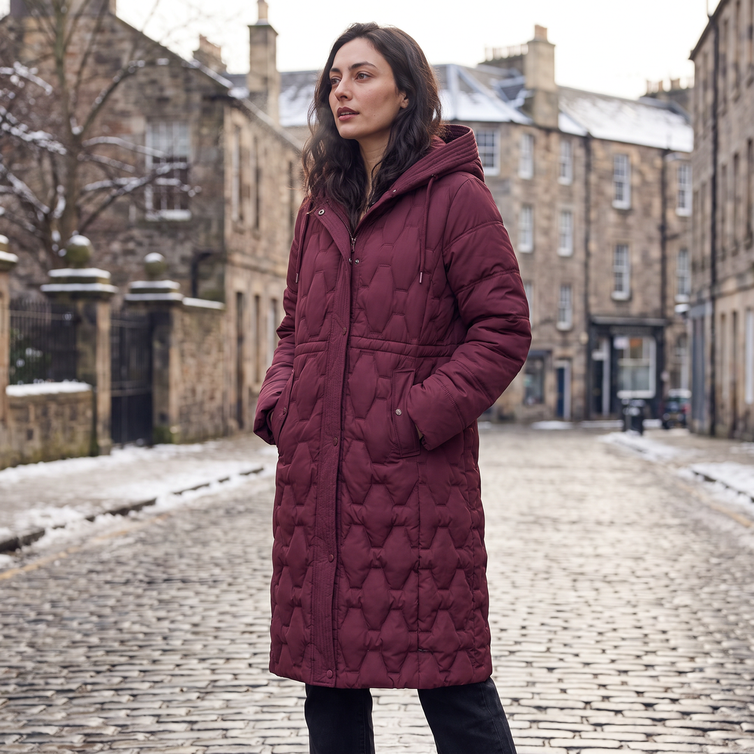 Women's Long Quilted Hooded Puffer Coat