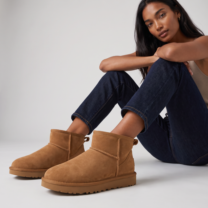 Women's Stylish Suede Ankle Boots with Shearling Lining