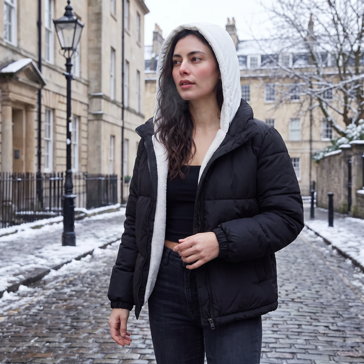 Women's Casual Sherpa-Lined Hooded Puffer Jacket