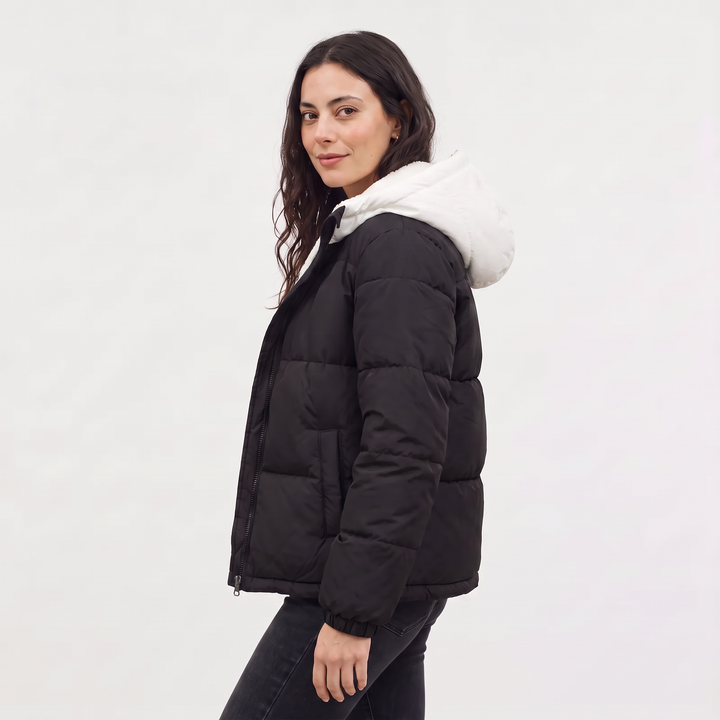 Women's Casual Sherpa-Lined Hooded Puffer Jacket