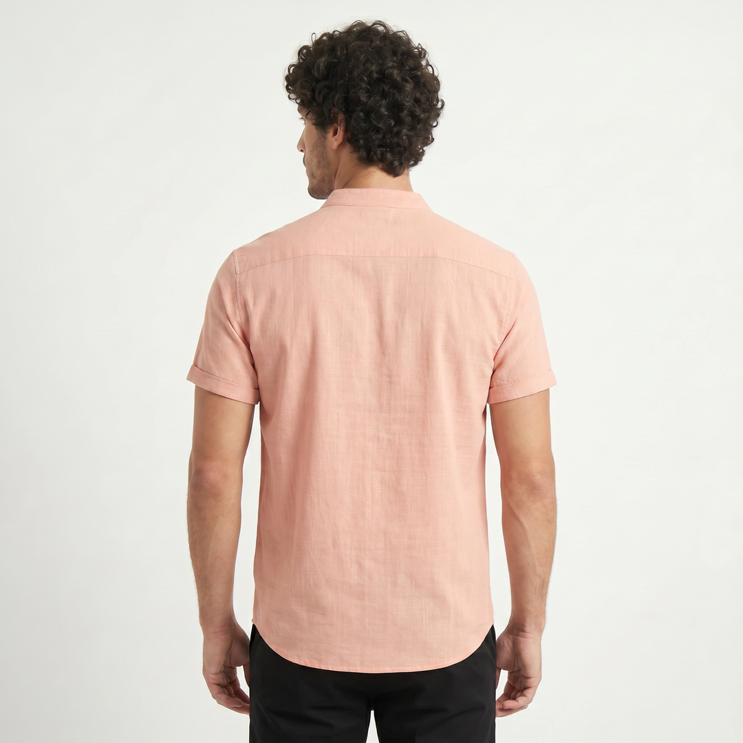 Men's Casual Cotton Linen Henley Shirt