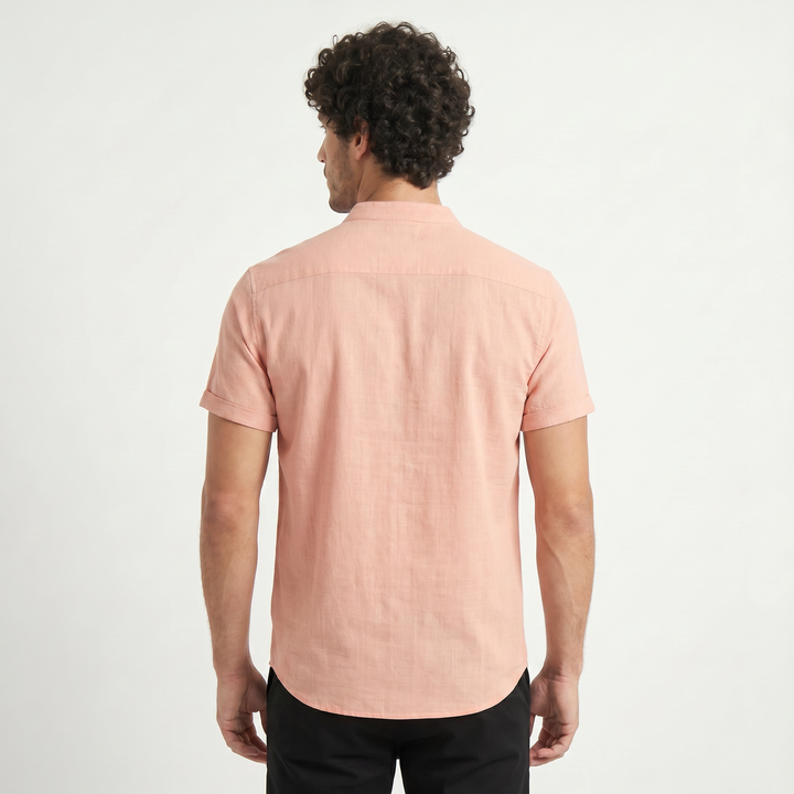 Men's Casual Cotton Linen Henley Shirt