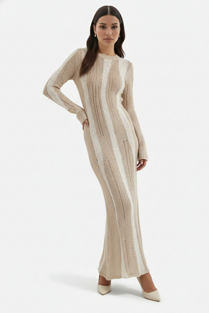 Womens Knit Maxi Dress Soft Long Sleeve