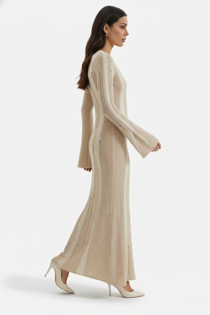 Womens Knit Maxi Dress Soft Long Sleeve