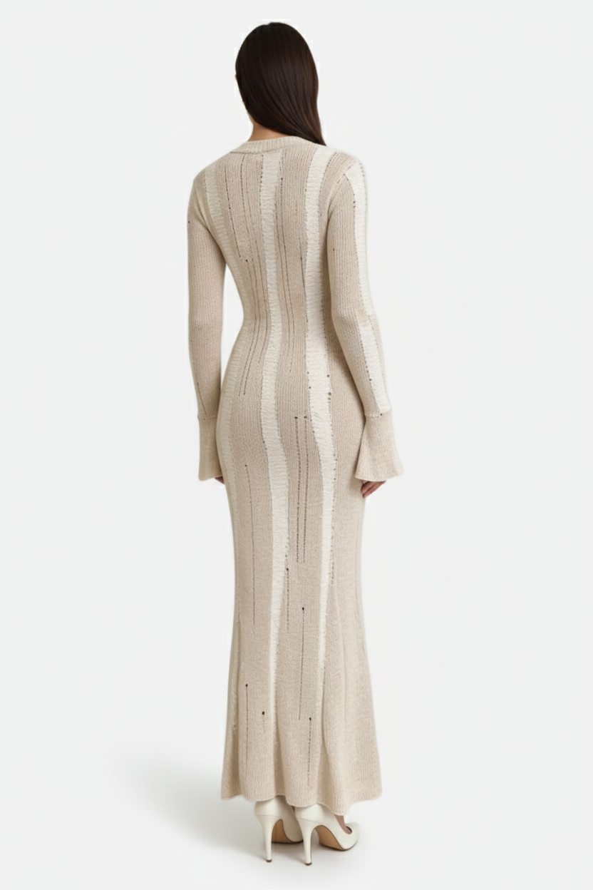 Womens Knit Maxi Dress Soft Long Sleeve