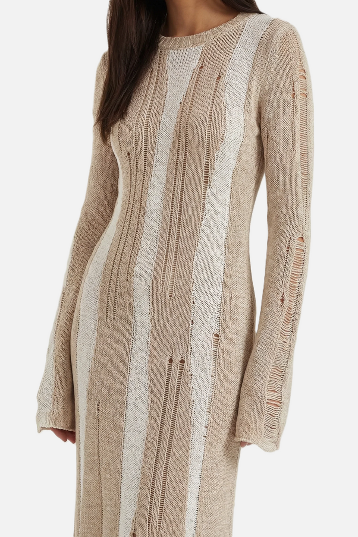 Womens Knit Maxi Dress Soft Long Sleeve