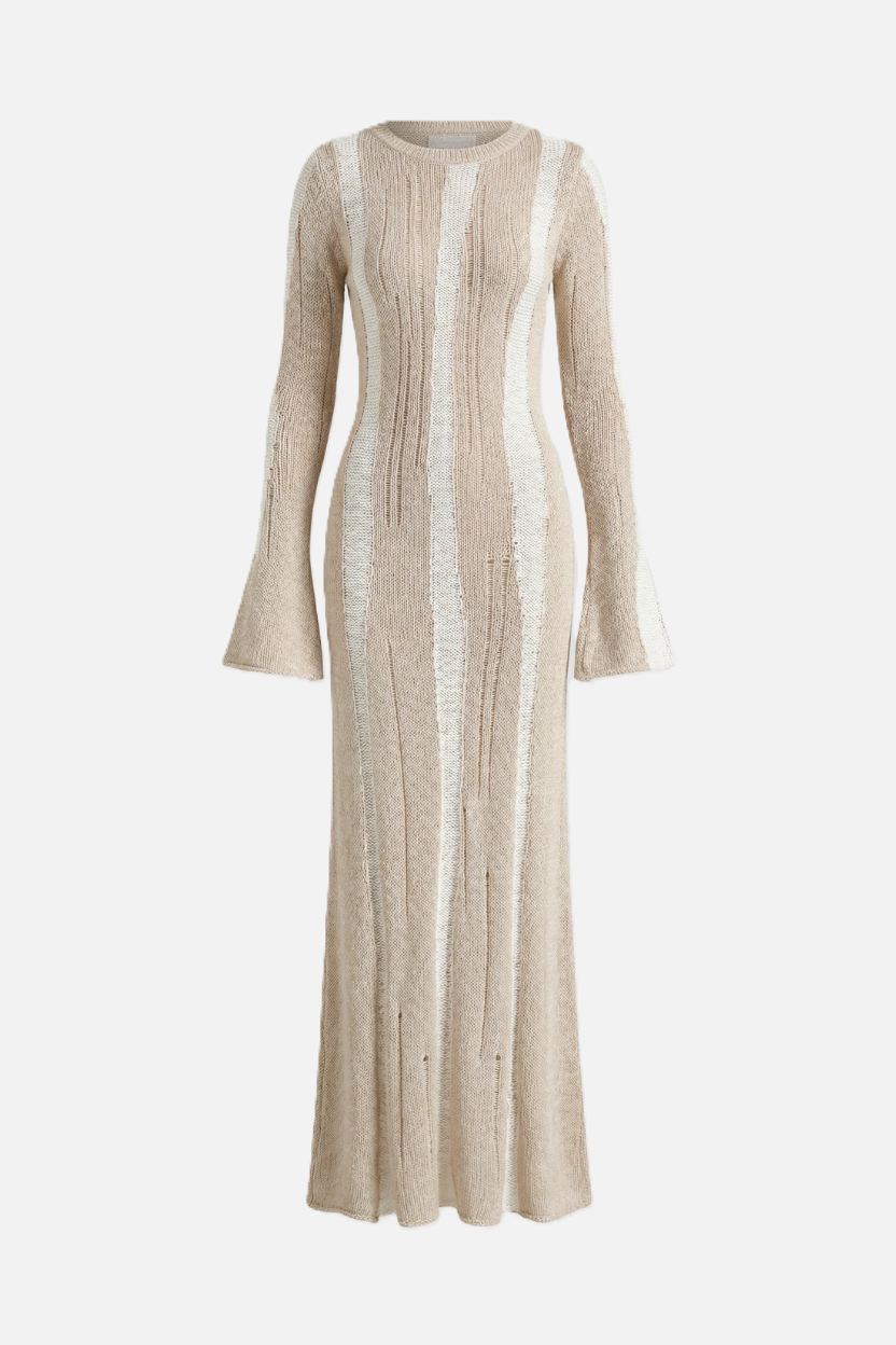 Womens Knit Maxi Dress Soft Long Sleeve