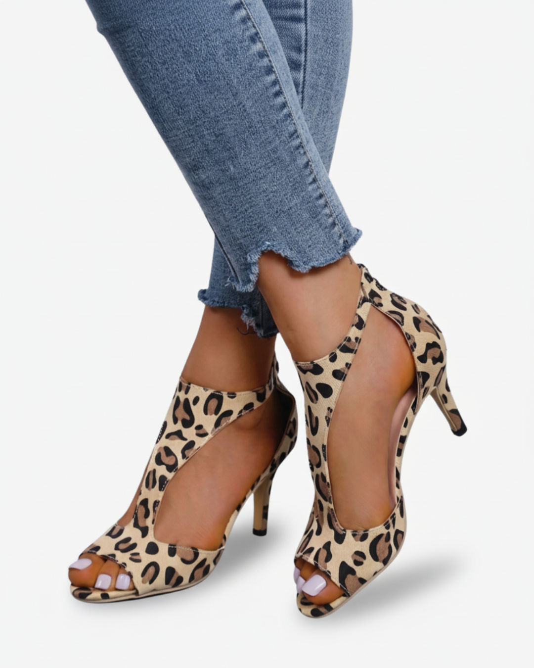 Womens Peep Toe Heel Sandals Cutout Design