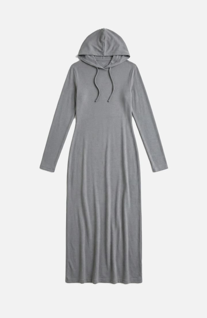 Womens Hooded Bodycon Maxi Dress Long Sleeve Casual