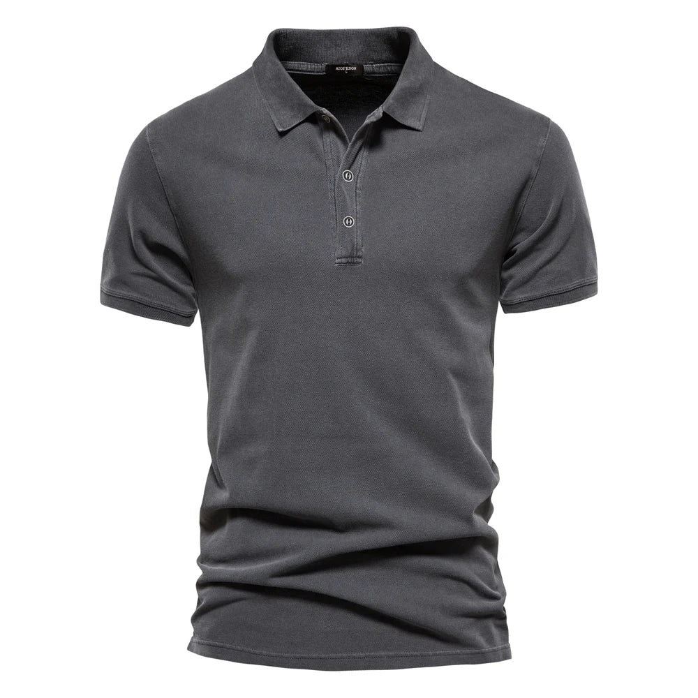 Mens Polo Shirt Textured Weave Slim Fit Short Sleeve - Clovrio