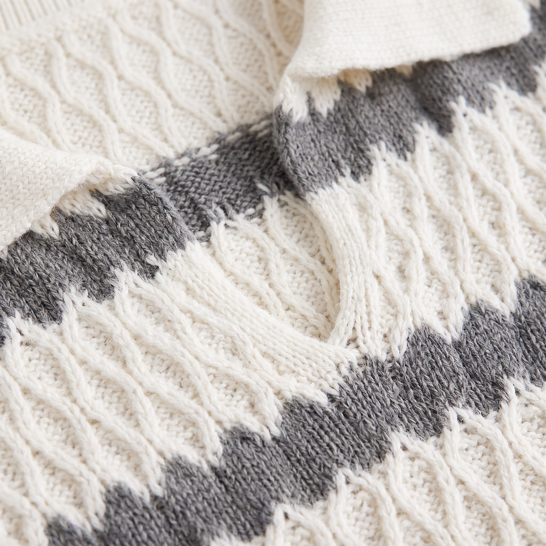 Women's Classic Striped Cable Knit Collar Jumper
